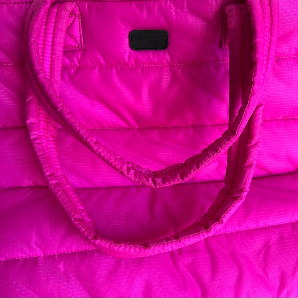 UGG Krystal Puffer Tote Bag Channel Quilted Pink Rock Rose - Picture 12 of 17